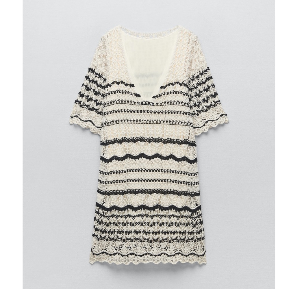 Zara CROCHET KNIT MINI DRESS - Picture 5 of 5